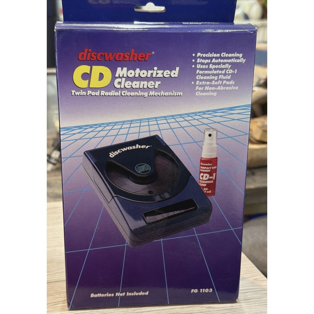 Vintage Discwasher CD/DVD Motorized Cleaner Twin Pad Radial Cleaning System